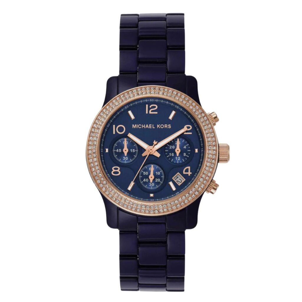 Michael Kors blue dial watch.