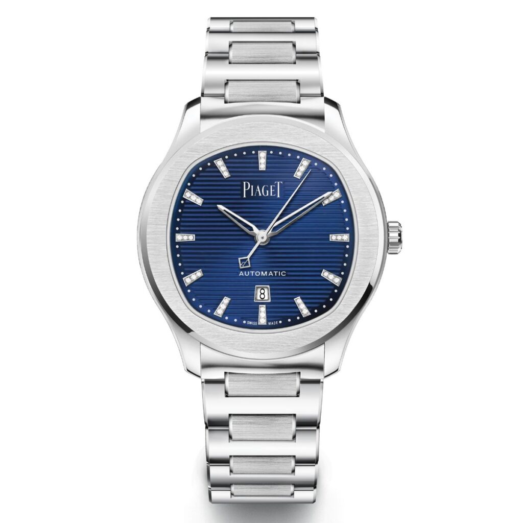 Piaget blue dial watch.